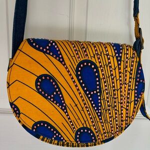 One of a Kind Yellow and Blue Women's Crossbody Bag